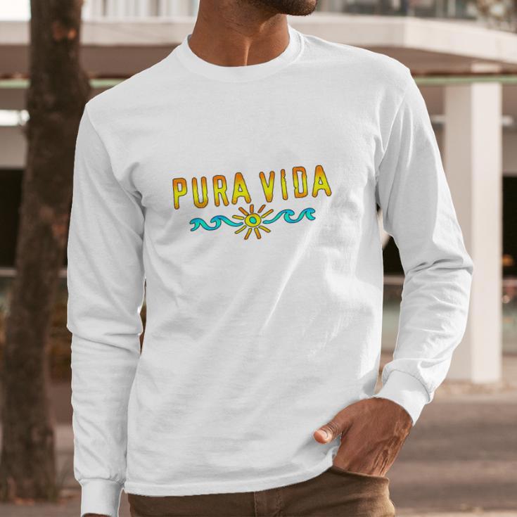 Pura Vida Costa Rica Surfing Beach Holidays Long Sleeve T-Shirt Gifts for Him