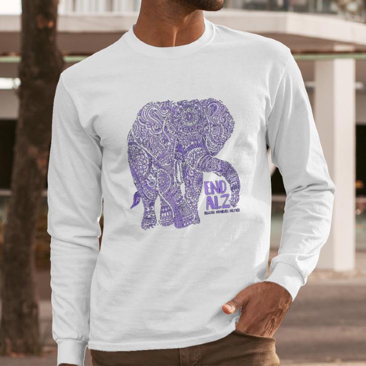 Purple Elephant Alzheimer Awareness Long Sleeve T-Shirt Gifts for Him