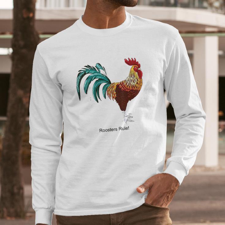 Roosters Rule Long Sleeve T-Shirt Gifts for Him