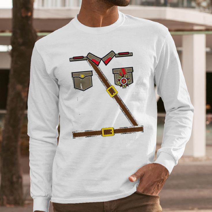 Russian Soldier Costume Ussr Communist Socialist Halloween Long Sleeve T-Shirt Gifts for Him