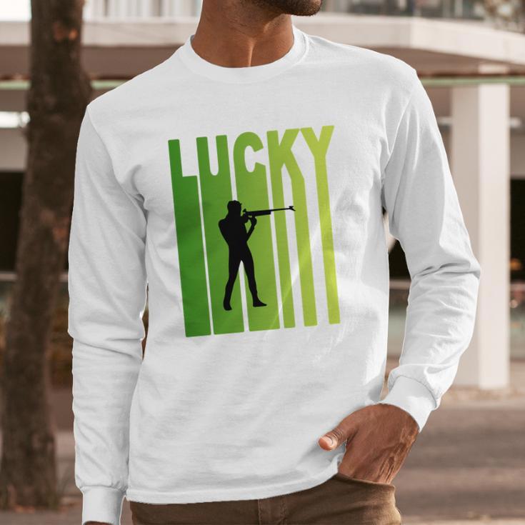 St Patricks Day Lucky Shooting Funny Sport Lovers Gift Long Sleeve T-Shirt Gifts for Him