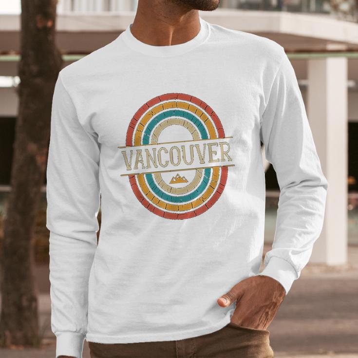 Vancouver British Columbia Canada Vintage Retro 80S Long Sleeve T-Shirt Gifts for Him