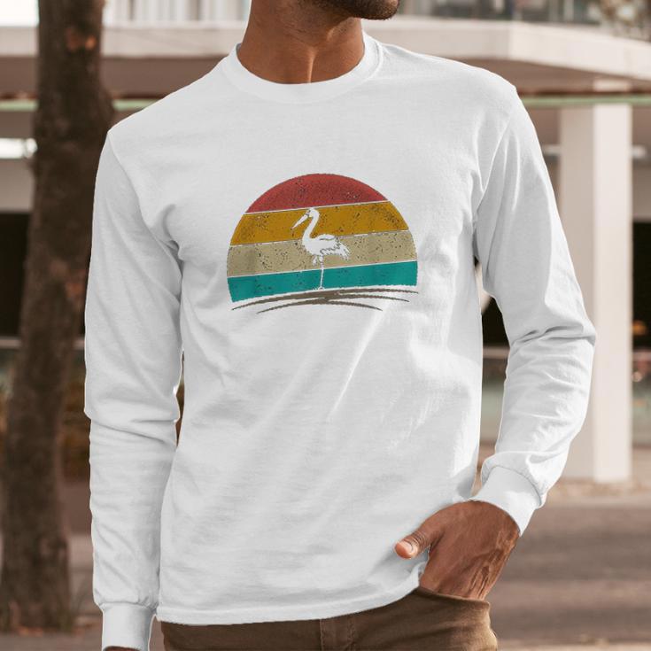 Vintage Heron Bird Long Sleeve T-Shirt Gifts for Him