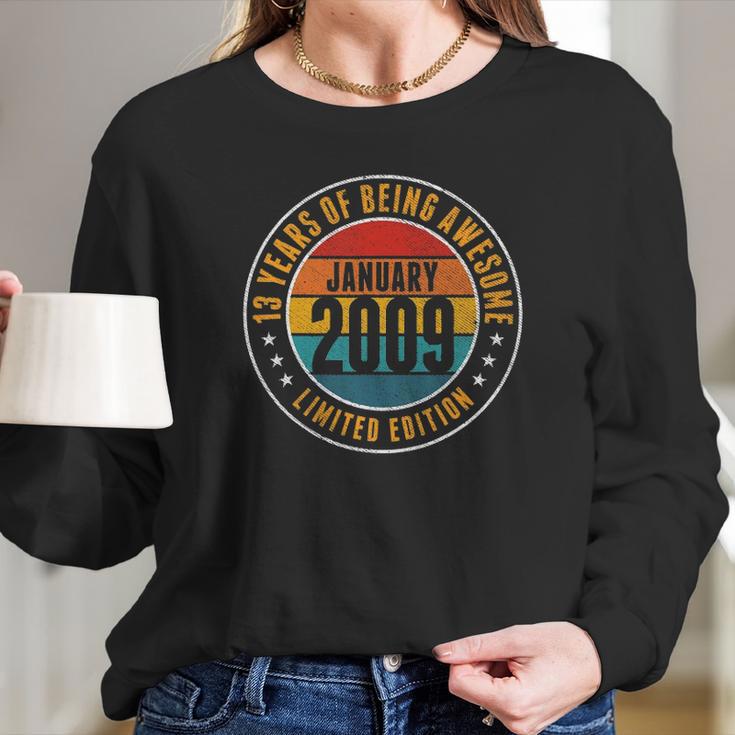 13Th Birthday 13 Years Old Awesome Since January 2009 Ver2 Long Sleeve T-Shirt Gifts for Her