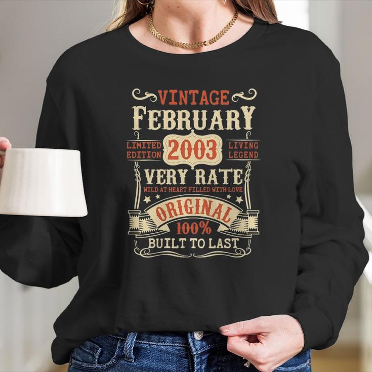 19 Years Old 19Th Birthday Gifts Vintage February 2003 Ver2 Long Sleeve T-Shirt Gifts for Her