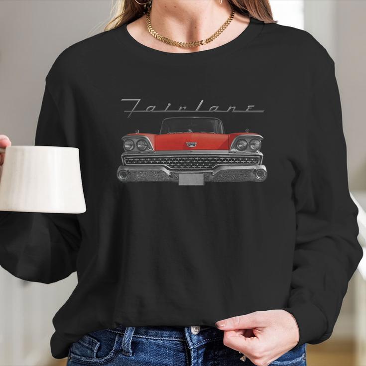 1959 Ford Fairlane Front Red Long Sleeve T-Shirt Gifts for Her