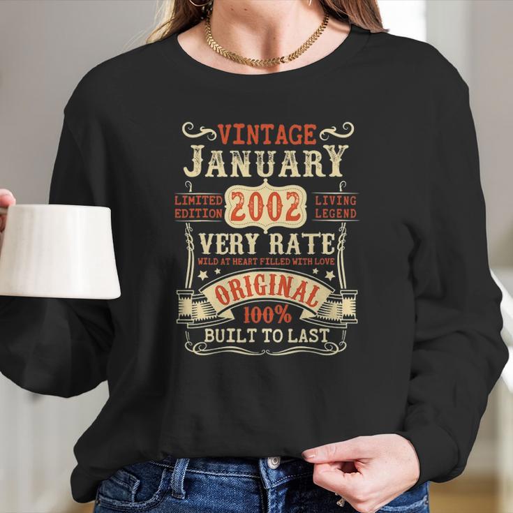 20 Years Old 20Th Birthday Gifts Vintage January 2002 Ver2 Long Sleeve T-Shirt Gifts for Her