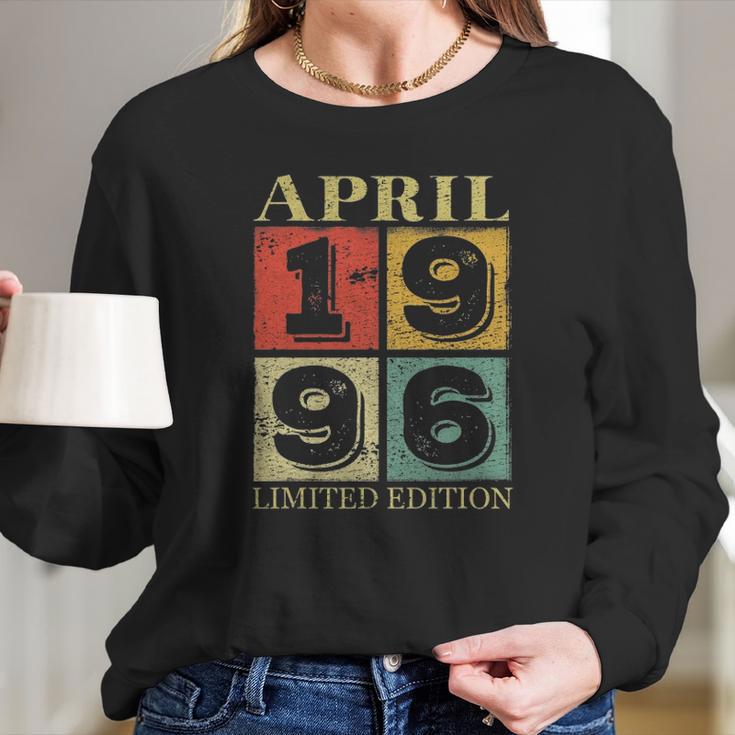 25 Years Old April 1996 25Th Awesome Birthday Long Sleeve T-Shirt Gifts for Her