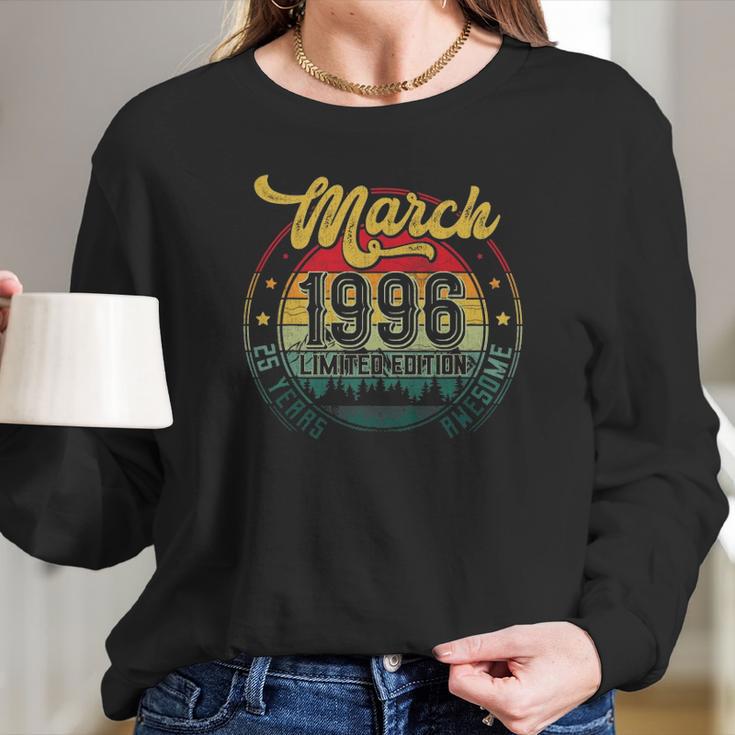 25Th Birthday Gifts 25 Years Old Retro Born In March 1996 Ver2 Long Sleeve T-Shirt Gifts for Her