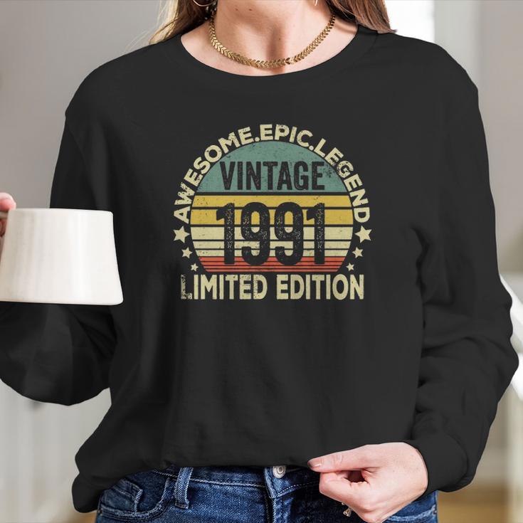 30 Years Old Legendary Retro Vintage Awesome Birthday 1991 Long Sleeve T-Shirt Gifts for Her