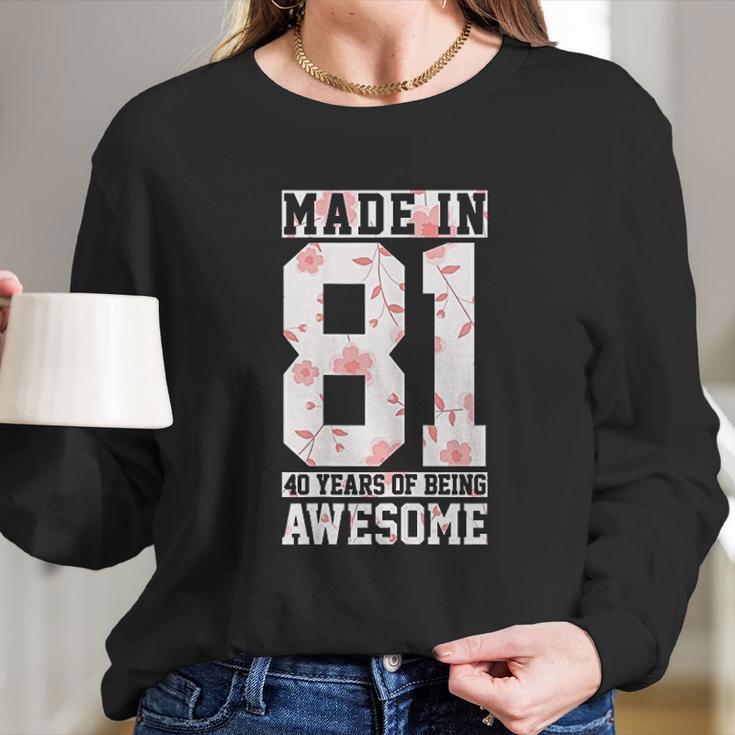 41St Birthday Gift 41 Years Vintage Awesome Since 1981 Long Sleeve T-Shirt Gifts for Her