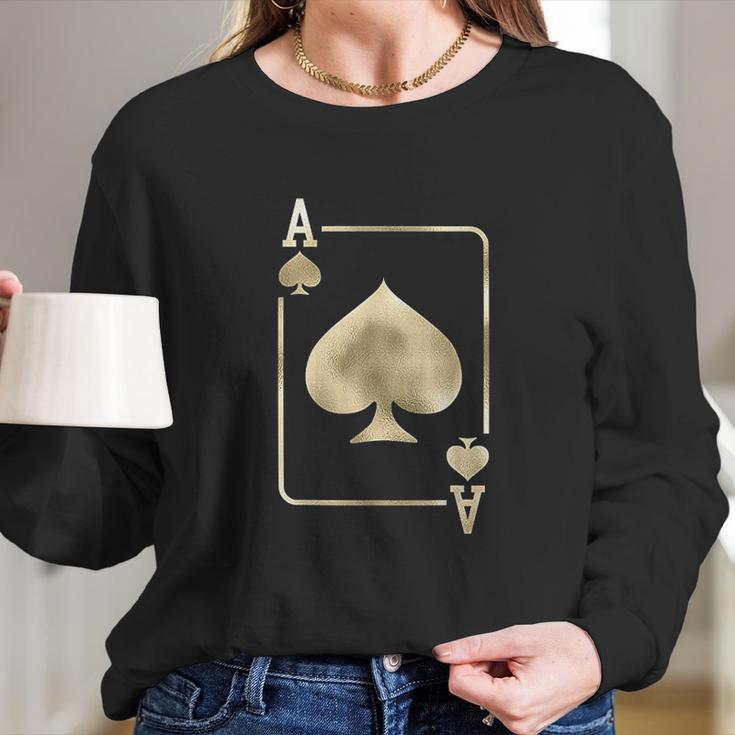 Ace Of Spades Playing Card Halloween Glam Costume Long Sleeve T-Shirt Gifts for Her