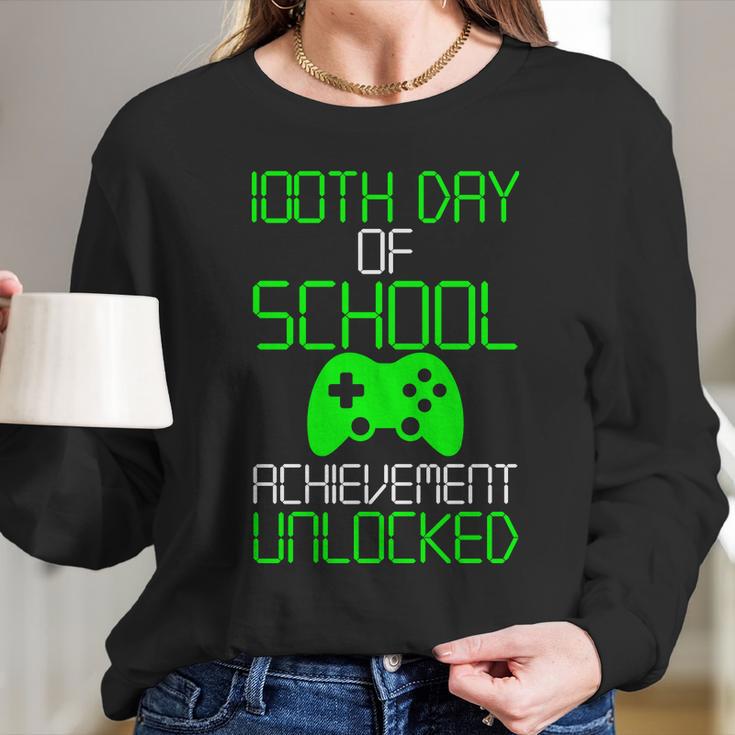 Achievement Unlocked Funny 100Th Day Of School Long Sleeve T-Shirt Gifts for Her