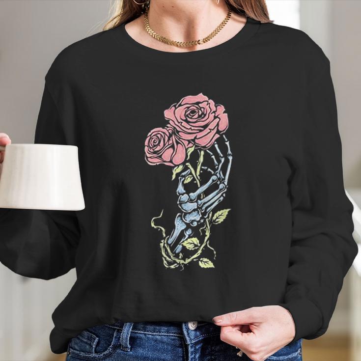 Aesthetic Skeleton Hand Rose Pastel Goth Dark Gothic Long Sleeve T-Shirt Gifts for Her