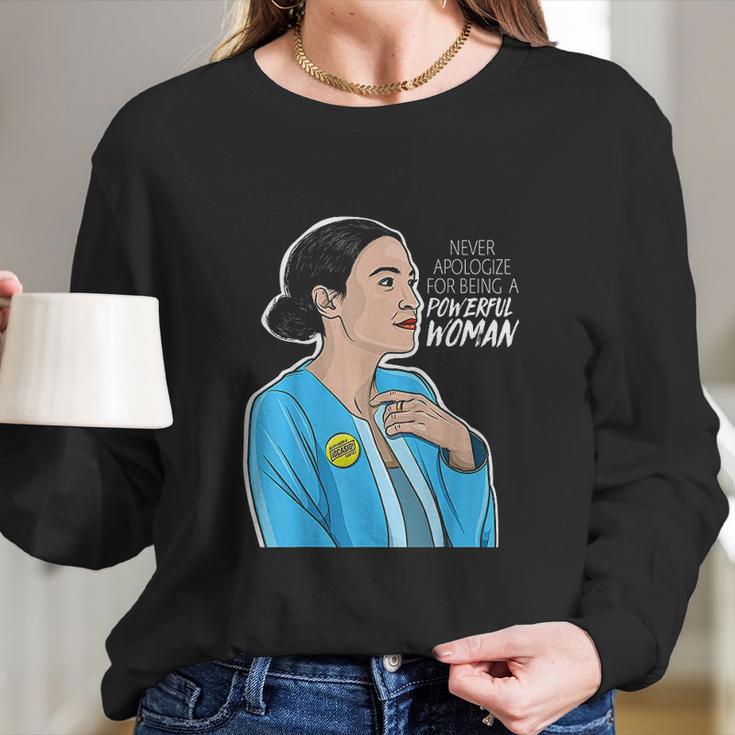 Alexandria Ocasio Cortez Powerful Woman Long Sleeve T-Shirt Gifts for Her