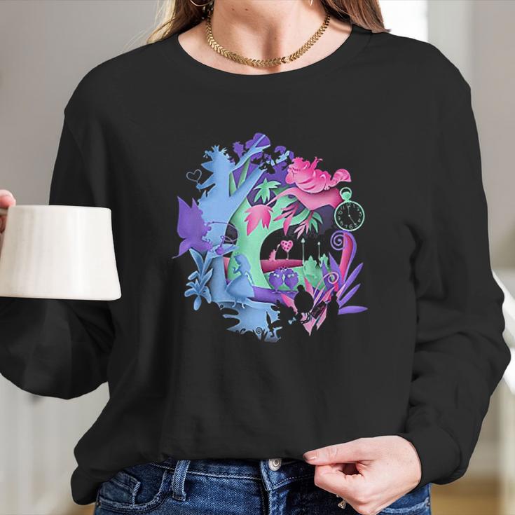 Alice In Wonderland Neon Forest Silhouette Long Sleeve T-Shirt Gifts for Her