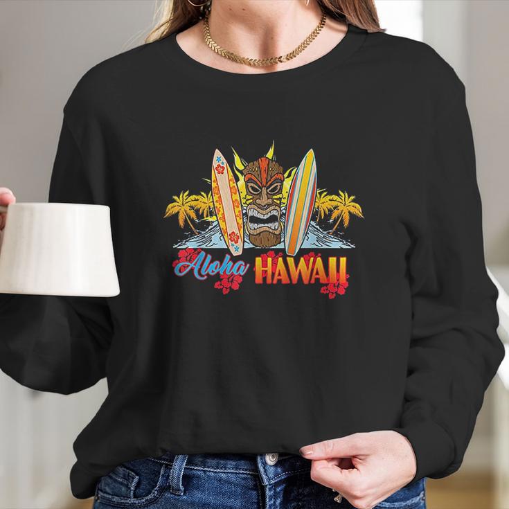 Aloha Hawaii From The Island Feel The Tiki Spirit Long Sleeve T-Shirt Gifts for Her