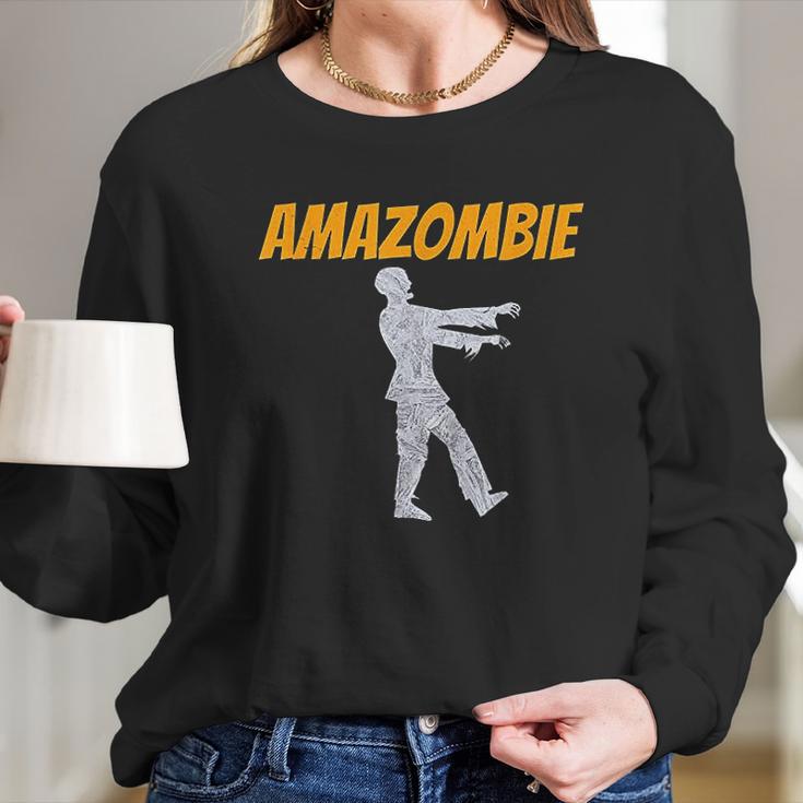 Amazombie Coworker Gift Associate Warehouse Zombie Long Sleeve T-Shirt Gifts for Her