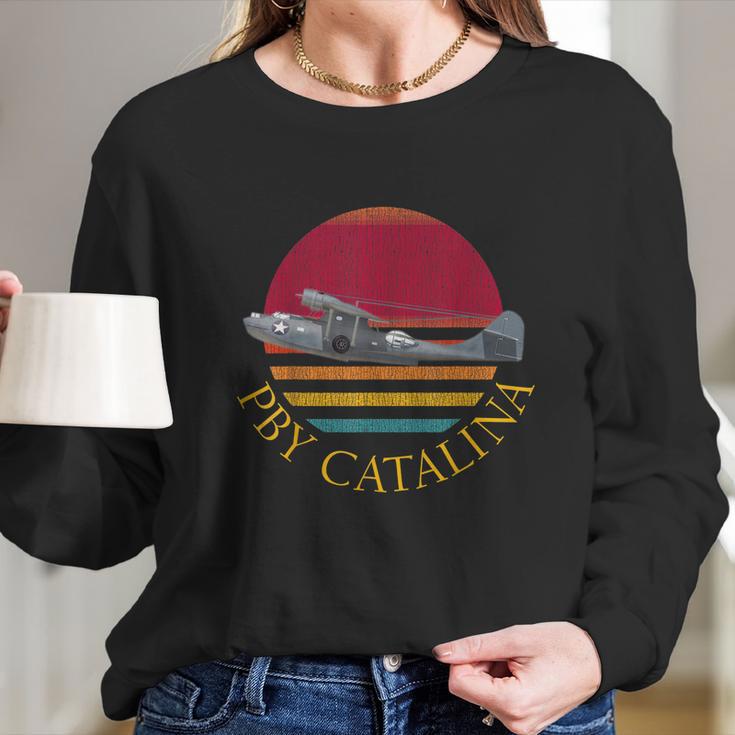 American Ww2 Planes Pby Catalina Flying Boat Seaplane Long Sleeve T-Shirt Gifts for Her