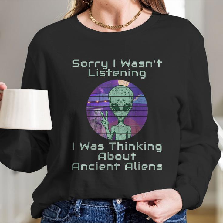 Ancient Aliens Theorists Astronaut Ufo Conspiracy Theory Long Sleeve T-Shirt Gifts for Her