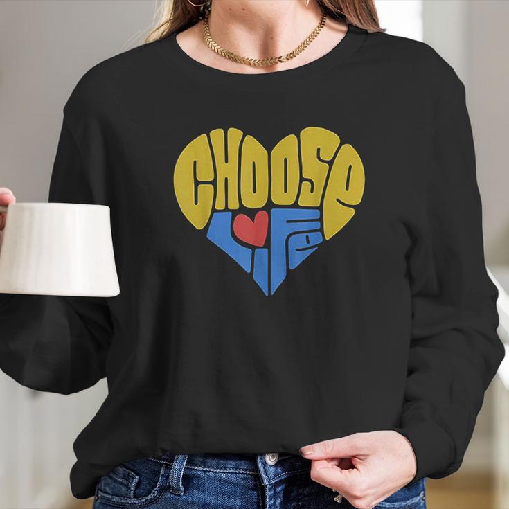 Anti- Bortion Choose Life Heart Long Sleeve T-Shirt Gifts for Her