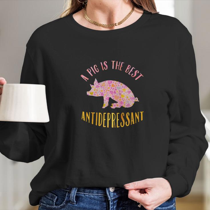 Antidepressant Mini Pig Lovers Gift Tee Long Sleeve T-Shirt Gifts for Her