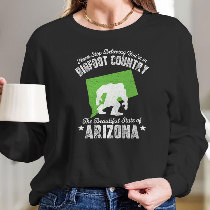 Arizona State Bigfoot Sasquatch Yeti Hunter Gift Long Sleeve T-Shirt Gifts for Her