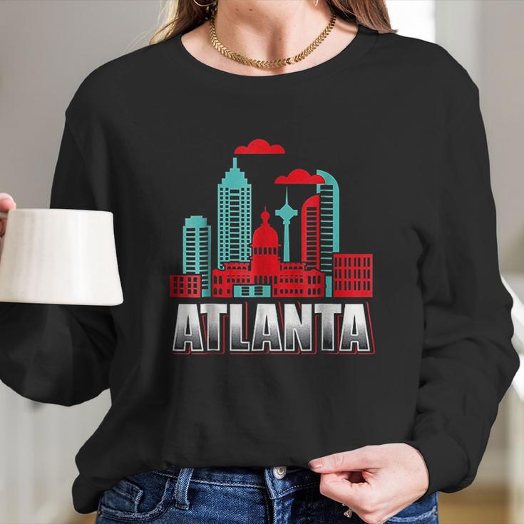 Atlanta Funny Atlanta Georgia Skyline Souvenir Long Sleeve T-Shirt Gifts for Her