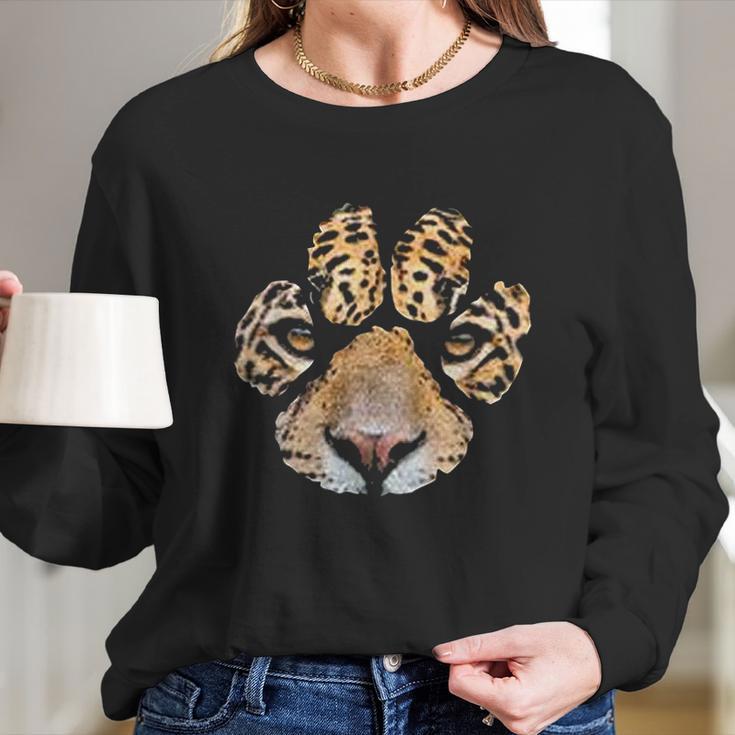 Awesome Jaguar Paw Print Long Sleeve T-Shirt Gifts for Her