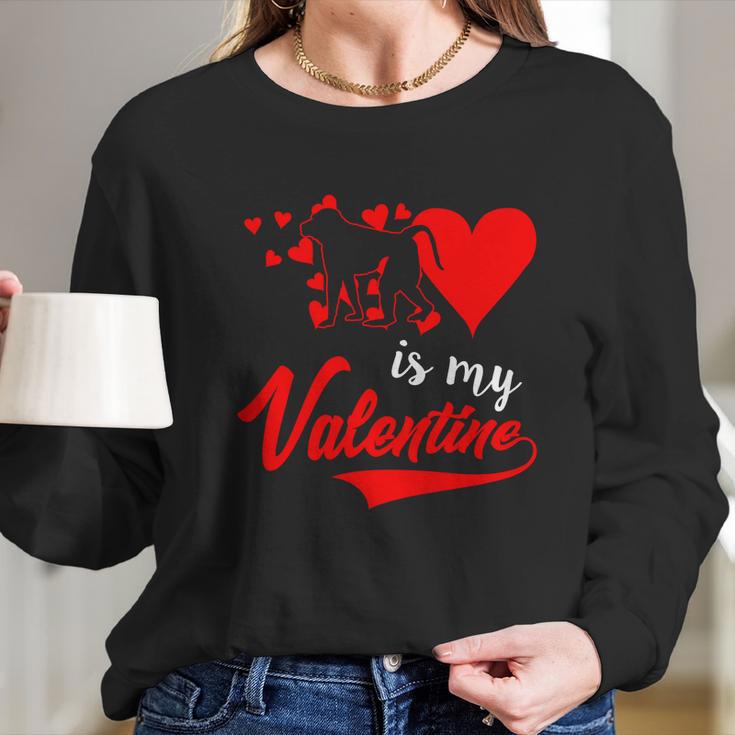 Baboon Is My Valentine Long Sleeve T-Shirt Gifts for Her