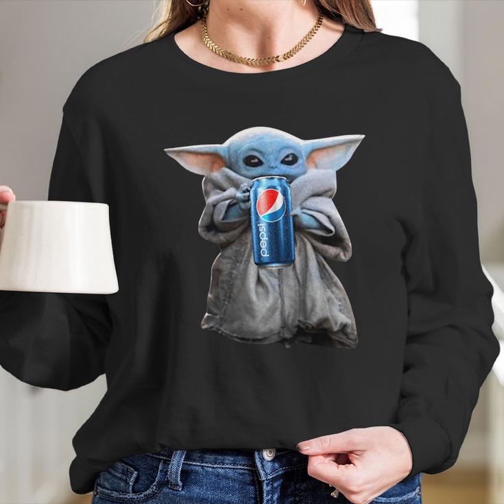 Baby Yoda Drink Pepsi Sweater Long Sleeve T-Shirt Gifts for Her