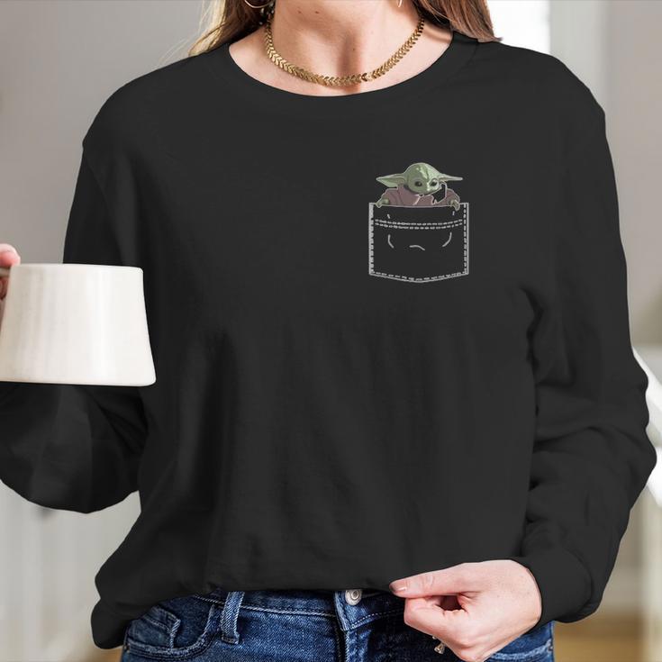 Baby Yoda Pocket Long Sleeve T-Shirt Gifts for Her