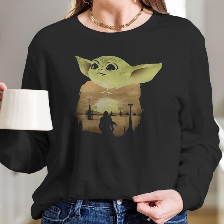 Baby Yoda Sunset Shirt Long Sleeve T-Shirt Gifts for Her