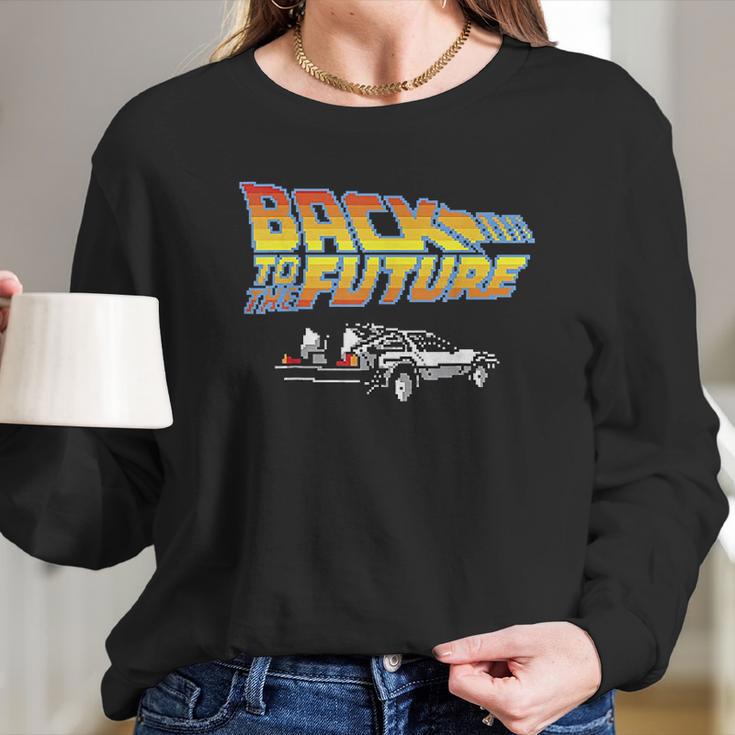 Back To The Future 8Bit Delorean Long Sleeve T-Shirt Gifts for Her