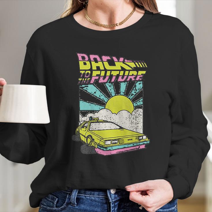 Back To The Future Delorean Sunrise Cartoon Long Sleeve T-Shirt Gifts for Her