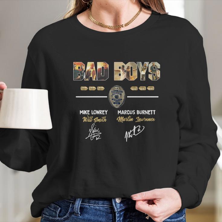 Bad Boys Movie Lovers Mike Lowrey Marcus Burnett Will Smith Martin Lawrence Signatures Long Sleeve T-Shirt Gifts for Her