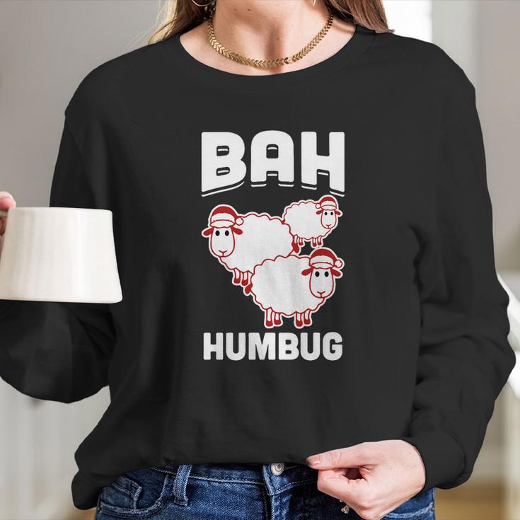 Bah Humbug Sheep Santa Hat T-Shirt Long Sleeve T-Shirt Gifts for Her