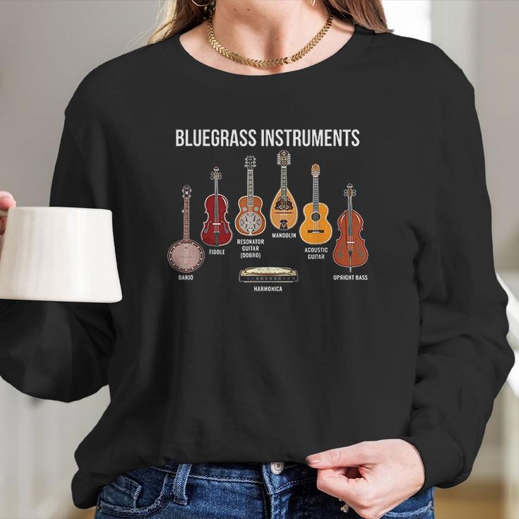 Banjo Bluegrass Instruments Vintage Music Fans Banjo Player Long Sleeve T-Shirt Gifts for Her