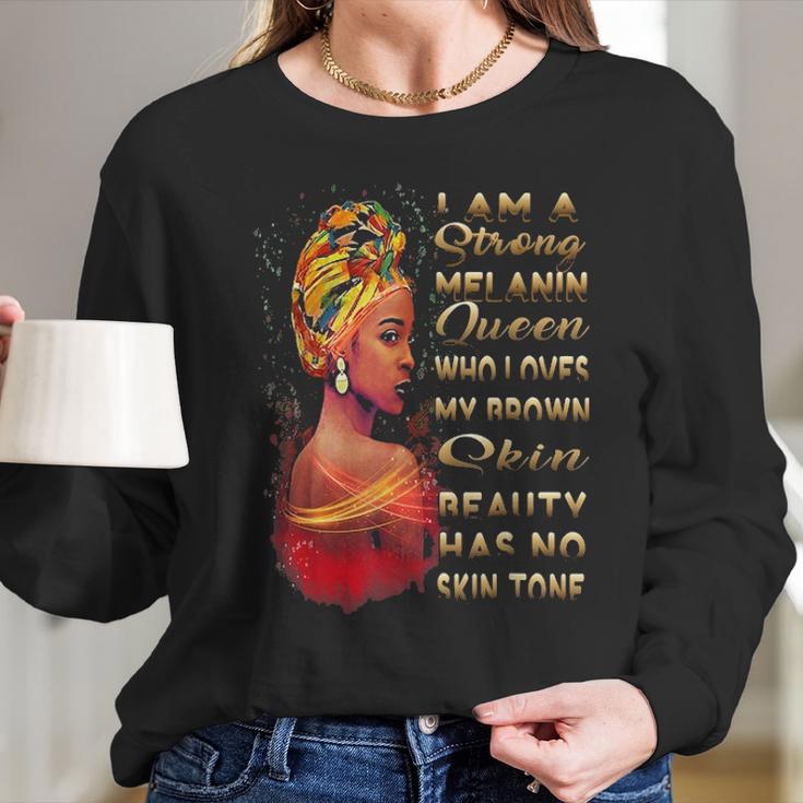 Beauty Has No Skin Tone African American Melanin Black Queen Long Sleeve T-Shirt Gifts for Her