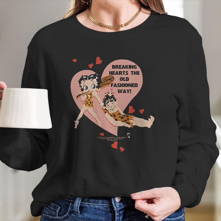 Betty Boop Breaking Hearts Valentines Day Long Sleeve T-Shirt Gifts for Her