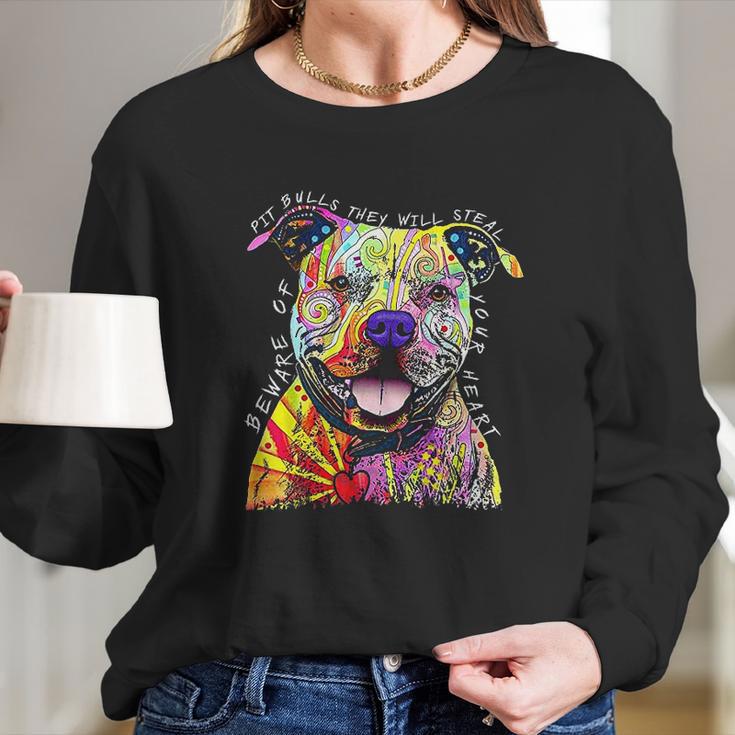 Beware Of Pit Bulls They Will Steal Your Heart Long Sleeve T-Shirt Gifts for Her