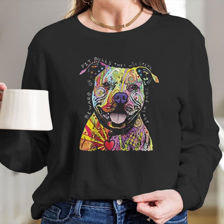 Beware Of Pit Bulls They Will Steal Your Heart Long Sleeve T-Shirt Gifts for Her