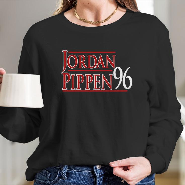 Black Chicago Mj Jordan Pippen 1996 Hooded Long Sleeve T-Shirt Gifts for Her