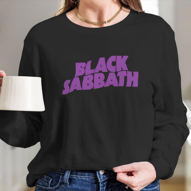 Black Sabbath Purple Word Art Long Sleeve T-Shirt Gifts for Her