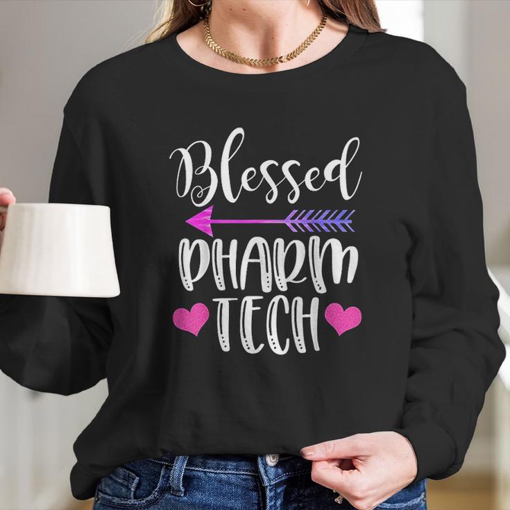 Blessed Pharm Tech Cute Pharmacy Technician Gift Long Sleeve T-Shirt Gifts for Her