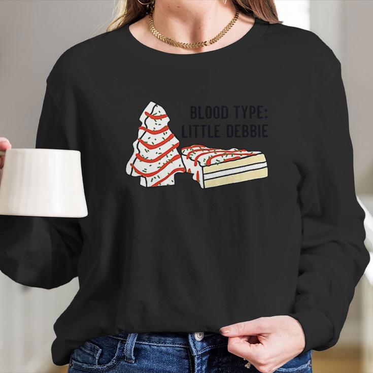 Blood Type Little Debbie Inspired Snack Cake Long Sleeve T-Shirt Gifts for Her