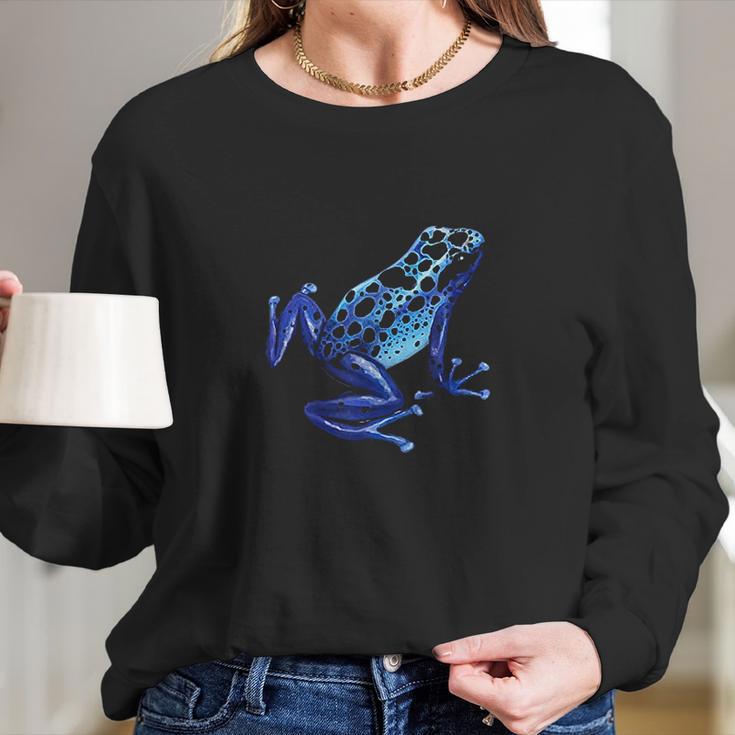 Blue Poison Dart Frog Colorful Design Nature Lover Long Sleeve T-Shirt Gifts for Her