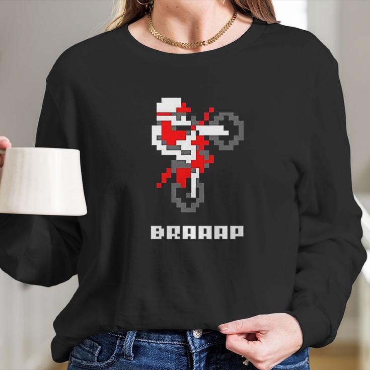 Braaap Dirt Bike Retro 8 Bit Video Game Gamer Long Sleeve T-Shirt Gifts for Her