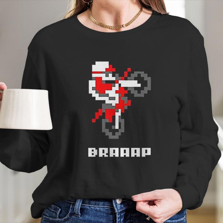 Braaap Dirt Bike Retro 8 Bit Video Game Gamer Graphic Long Sleeve T-Shirt Gifts for Her