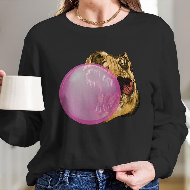 Bubble Gum T-Rex Long Sleeve T-Shirt Gifts for Her